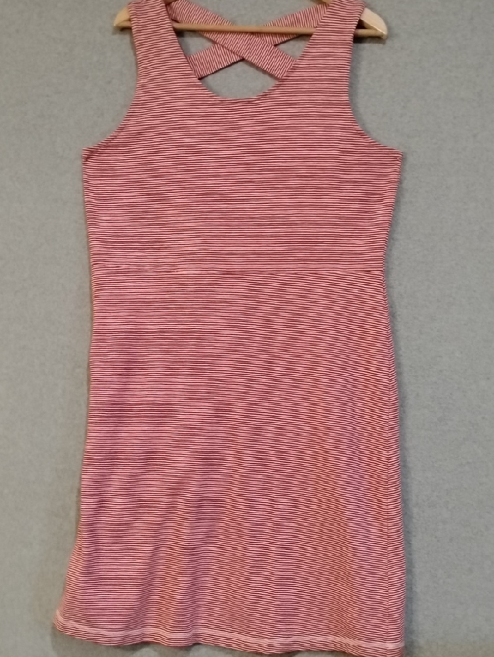Talbots Red and White Striped Cross-Back Tank Dress